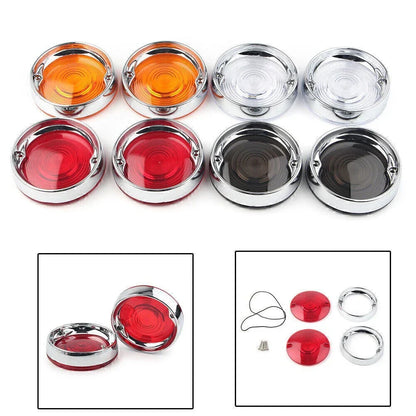 Turn Signal Bezels  Red Lens Covers Chrome for Harley Touring Road Glide
