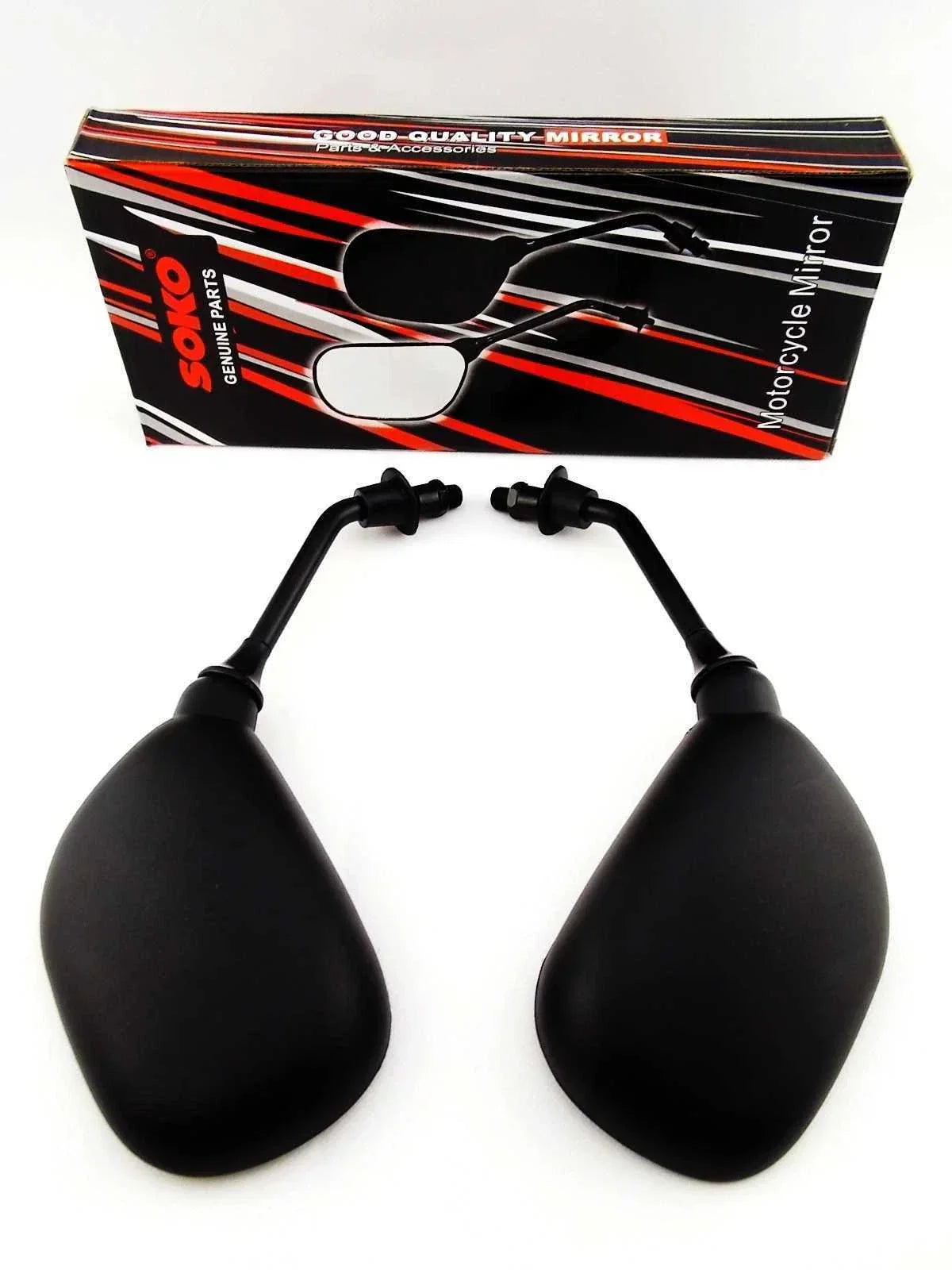 Black Oval Soko Rear View Mirrors for Kawasaki KH125 (1977-1981)