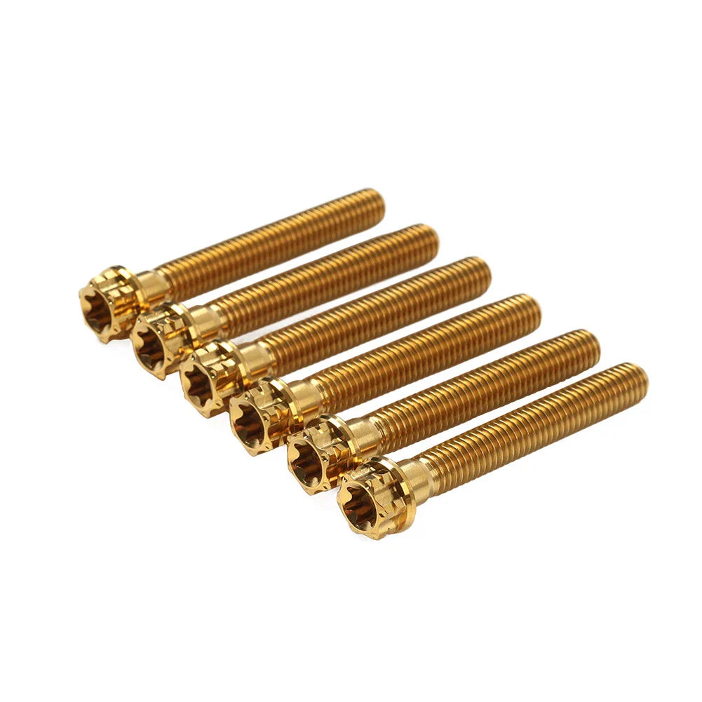 6pcs M6x45mm Titanium Torx Head Flange Screws for Motorcycle Bike