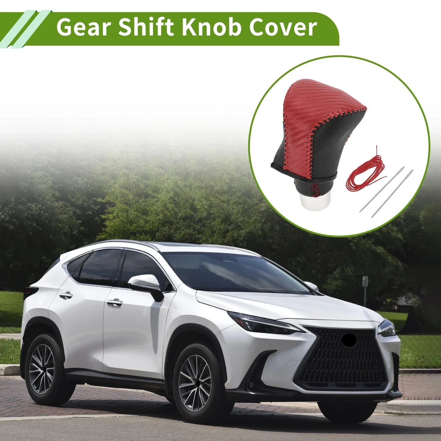 Car Gear Shift Knob Cover for Lexus ES300h 2018-2023 Red Carbon Fiber