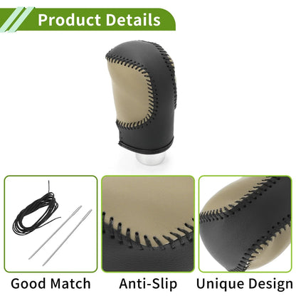 Car Gear Shift Knob Cover for Honda Civic 2022-2024 Black Beige Faux Leather