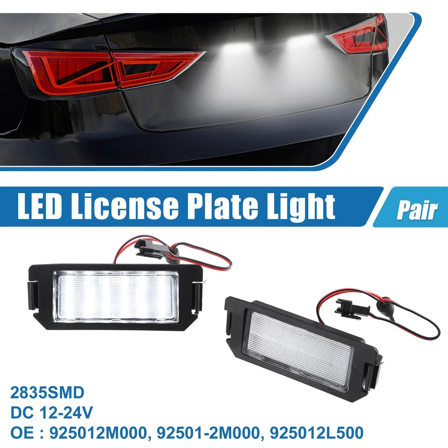 White LED License Plate Light Assembly 2 x 2835SMD for Hyundai