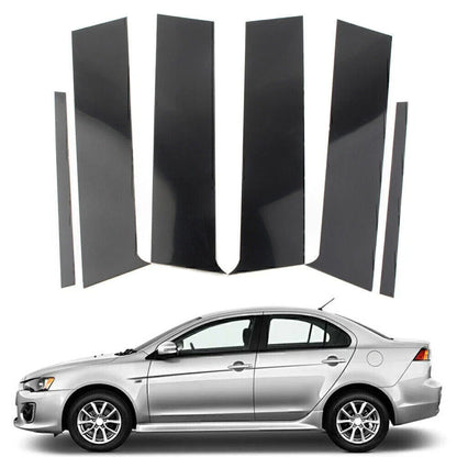 6 x Door Window Trim Covers for Mitsubishi Lancer Sedan (2008-2017) Black