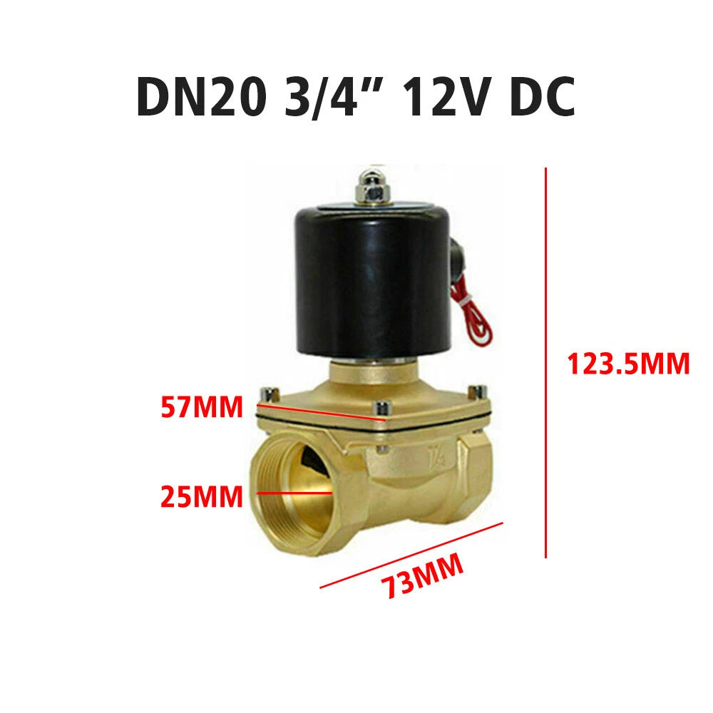 DC 12V Normally Closed Electric Solenoid Valve for Water Air Brass