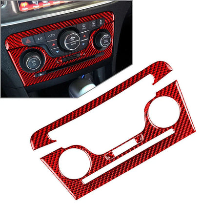 Red Interior Console CD AC Panel Cover Trim for Dodge Charger (2011-2014) 4 x