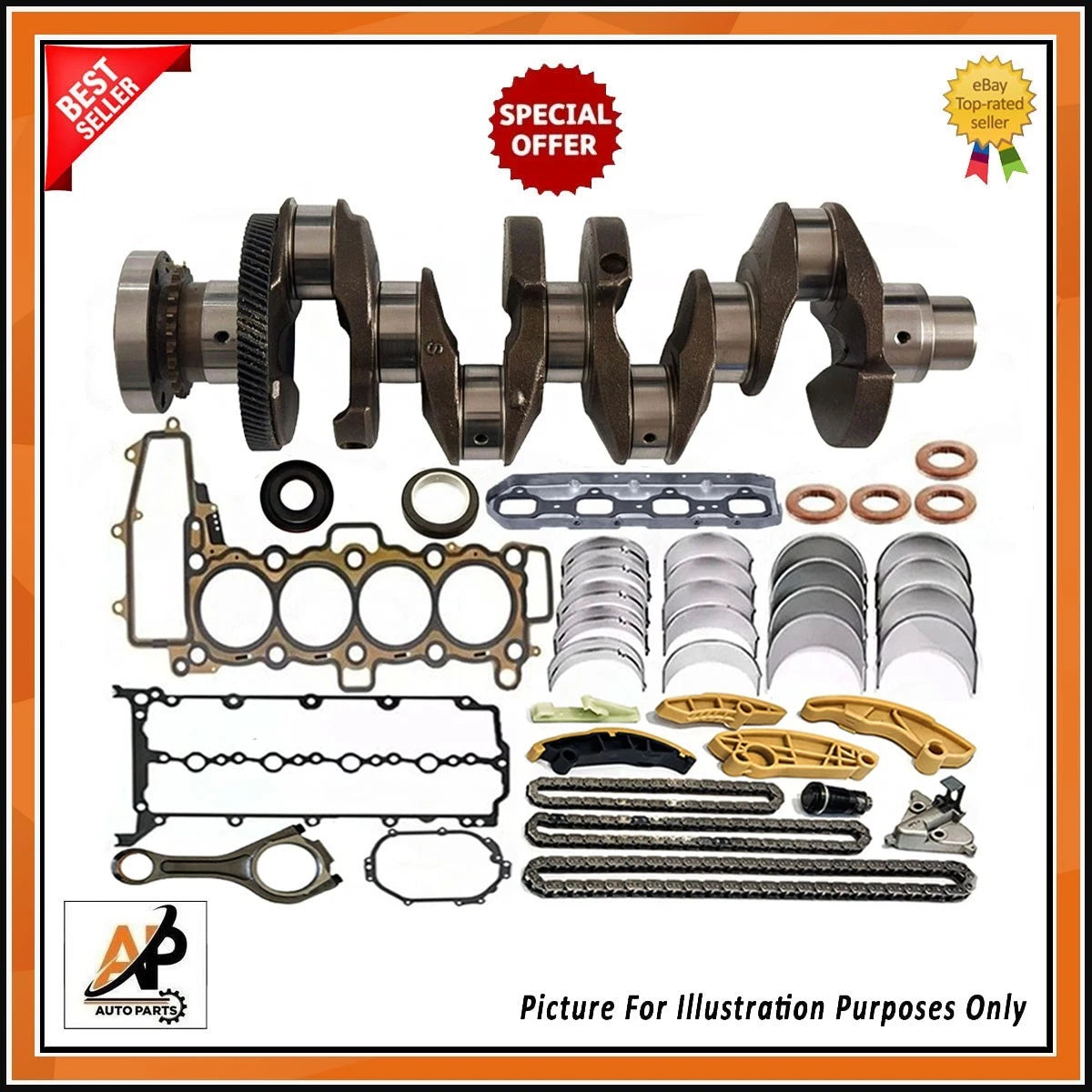 Crankshaft With Engine Rebuild Kit for Jaguar XF F-Pace 2.0 Diesel (204DTD)