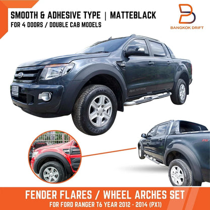Matte Black Fender Flares for Ford Ranger PX1 T6 XLT XL Wildtrak (2012-2015)