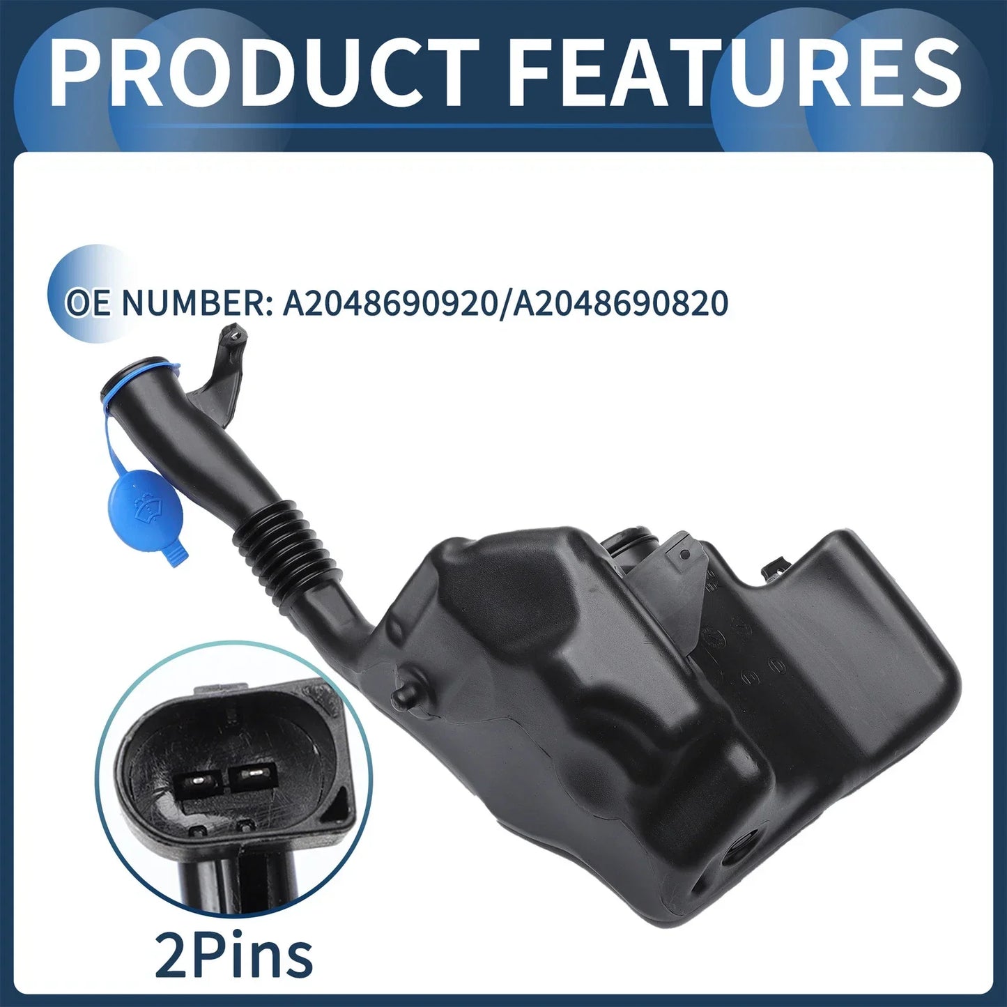 Windshield Washer Reservoir with Cap for Mercedes-Benz GLK250 (2010-2015)