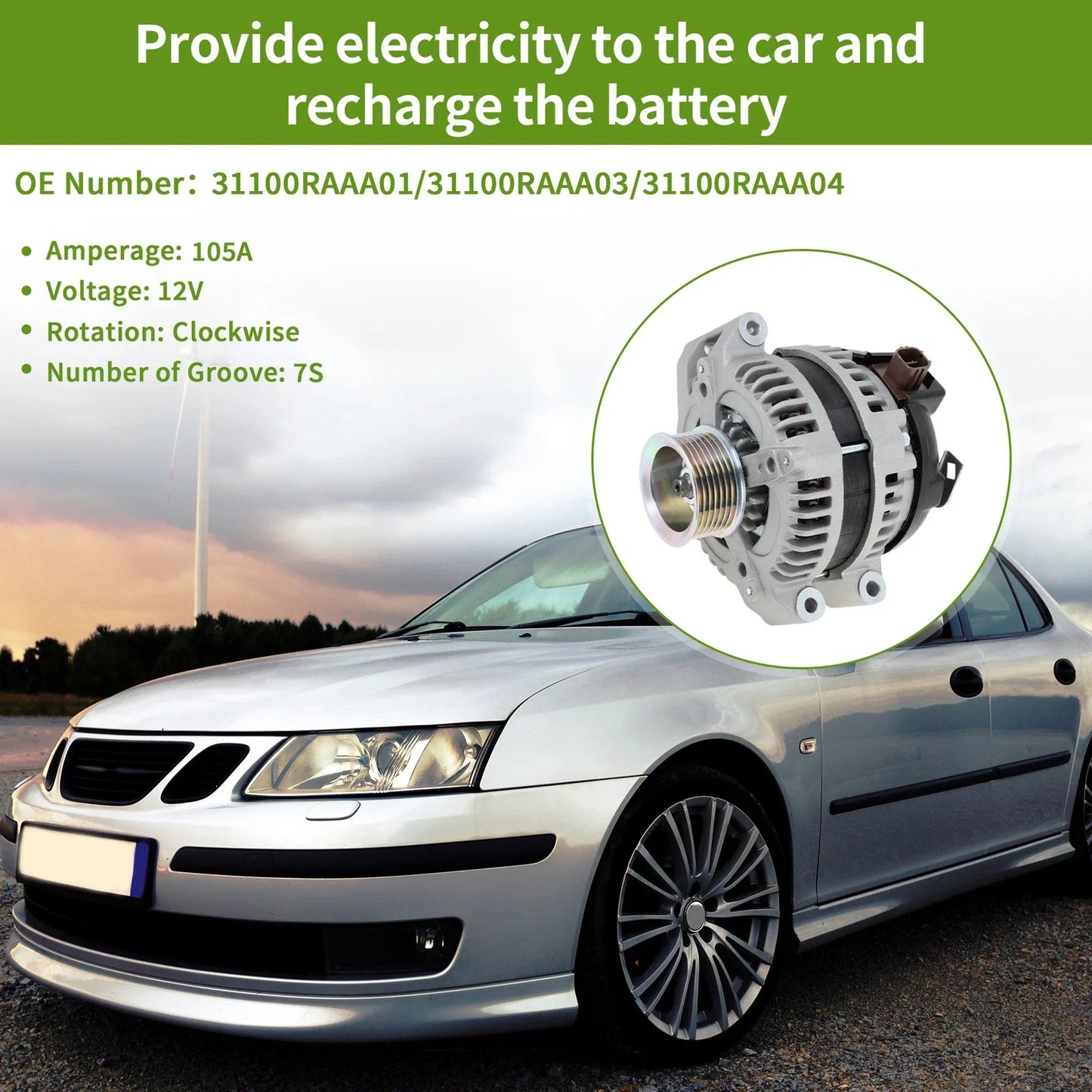 Alternator 105A 12V for Honda Accord (2003-2007) 1 x Unit