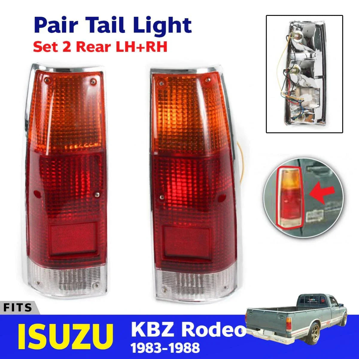 Tail Lights Rear Lamp Chrome Fits Isuzu KB Holden Rodeo Pickup UTE Truck 1980-88