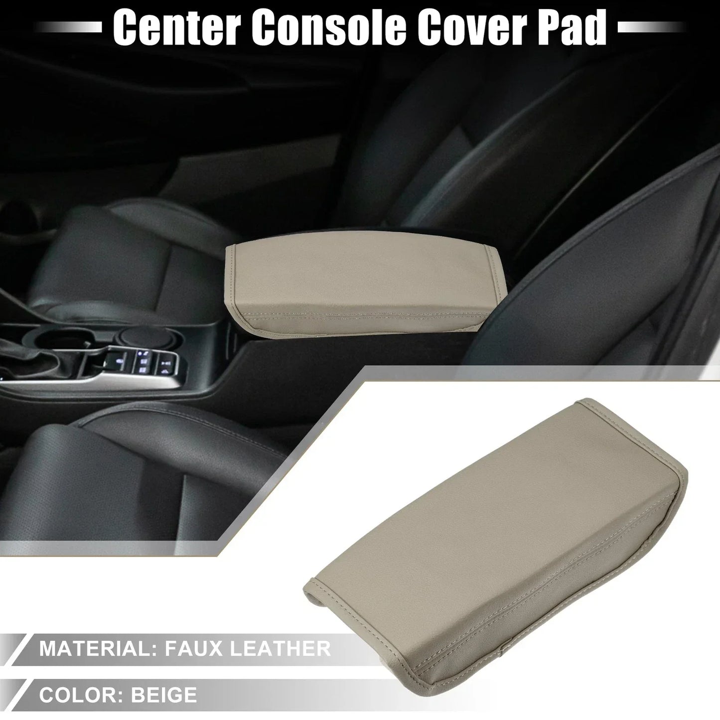 Car Center Console Cover Pad for Hyundai Tucson (2022-2023) Faux Leather Beige