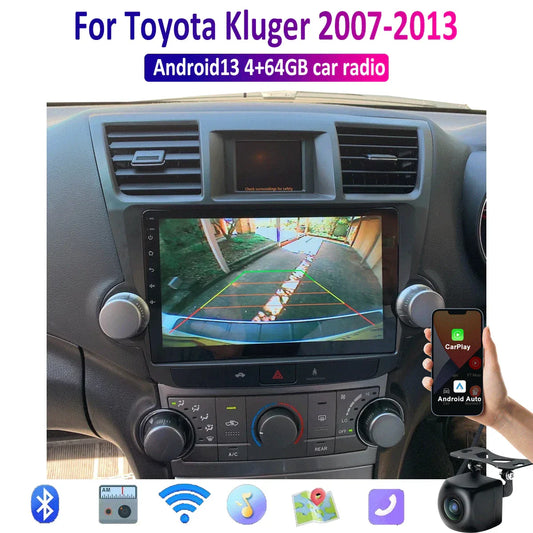 10" Wireless CarPlay Android Auto Head Unit BT Radio for Toyota Kluger (2007-2013)