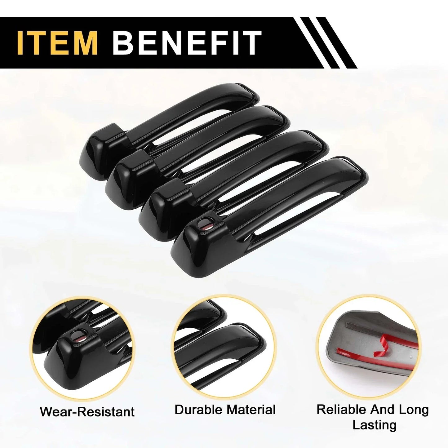 4pcs Exterior Door Handle Covers for Dodge Ram 1500 (2009-2018) ABS Black