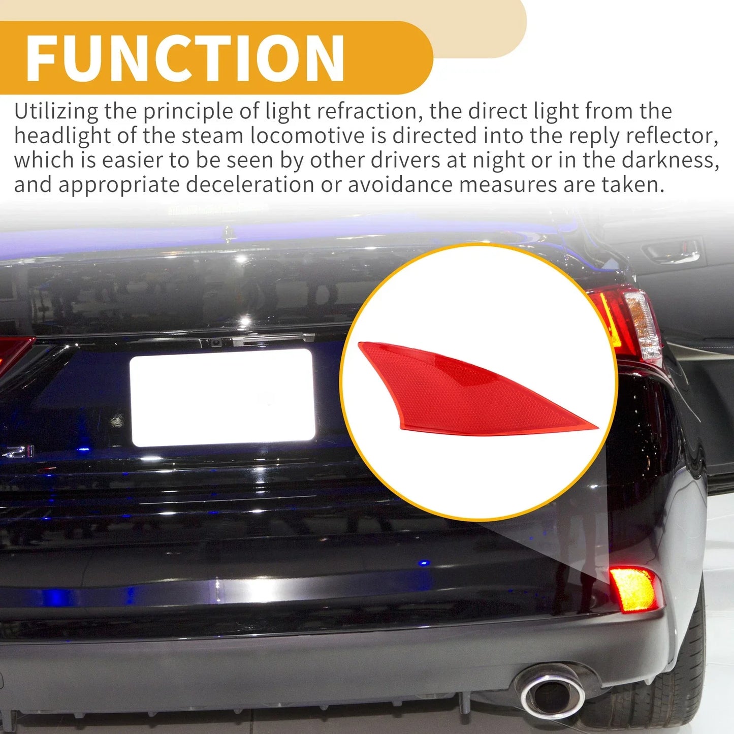 Rear Right Bumper Reflector for Lexus IS300 LUXURY 2018-2021 Red