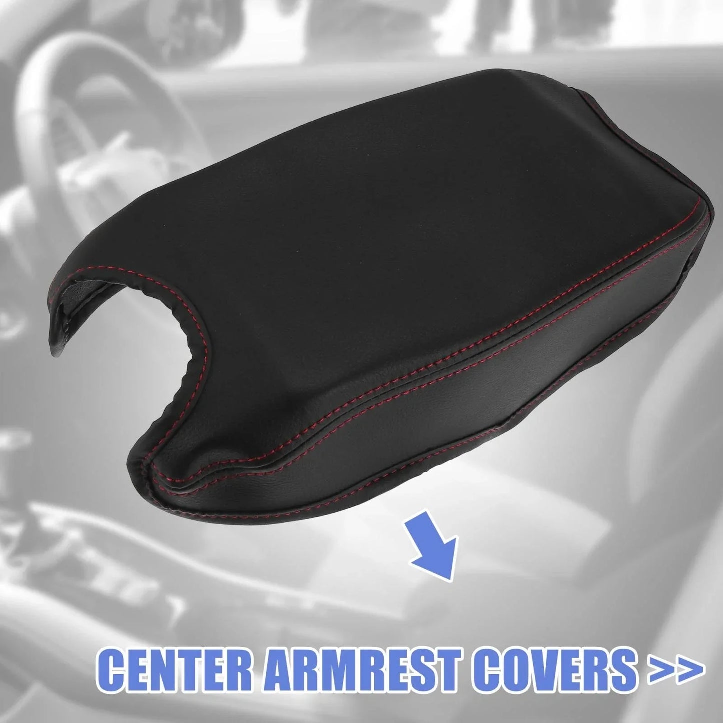 Microfiber Leather Auto Armrest Cover Pad for Honda HR-V (2016-2021) Black/Red