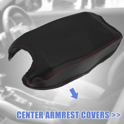 Microfiber Leather Auto Armrest Cover Pad for Honda HR-V (2016-2021) Black/Red