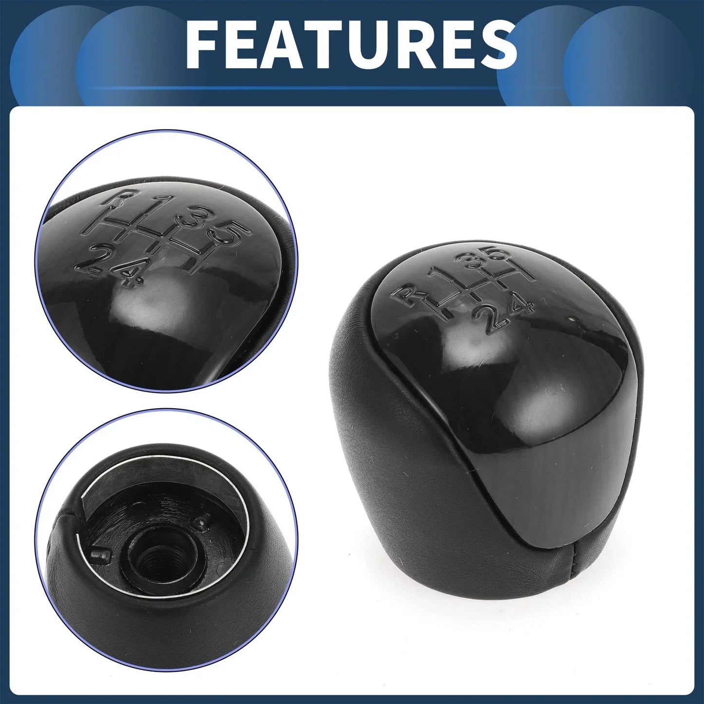 5 Speed Gear Shift Knob for Hyundai Elantra (2008-2009) - Plastic Faux Leather
