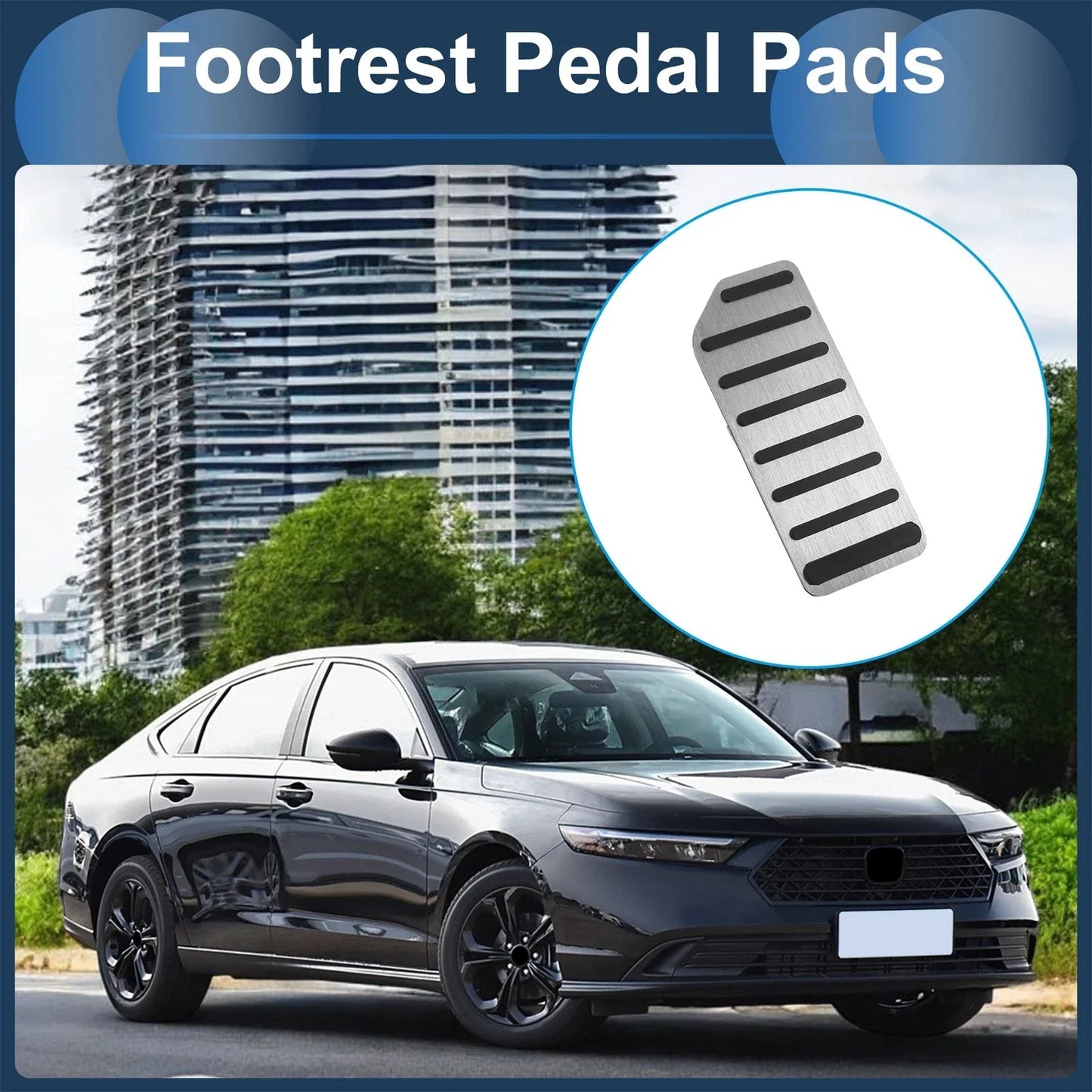 Footrest Pedal Cover for Honda Accord (2018-2021) - Aluminum Alloy Silver Tone