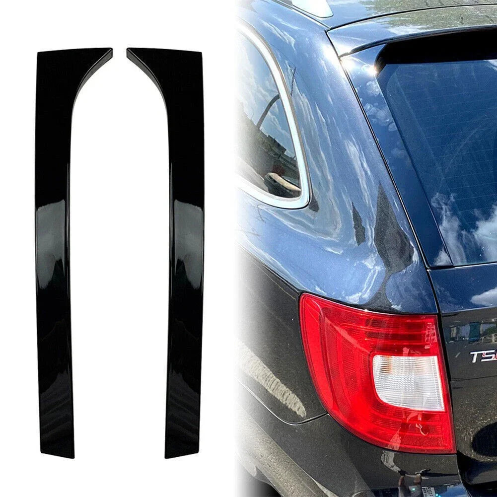 Glossy Black Rear Window Spoiler Side Wing Trim Covers for Skoda Superb (08-15)