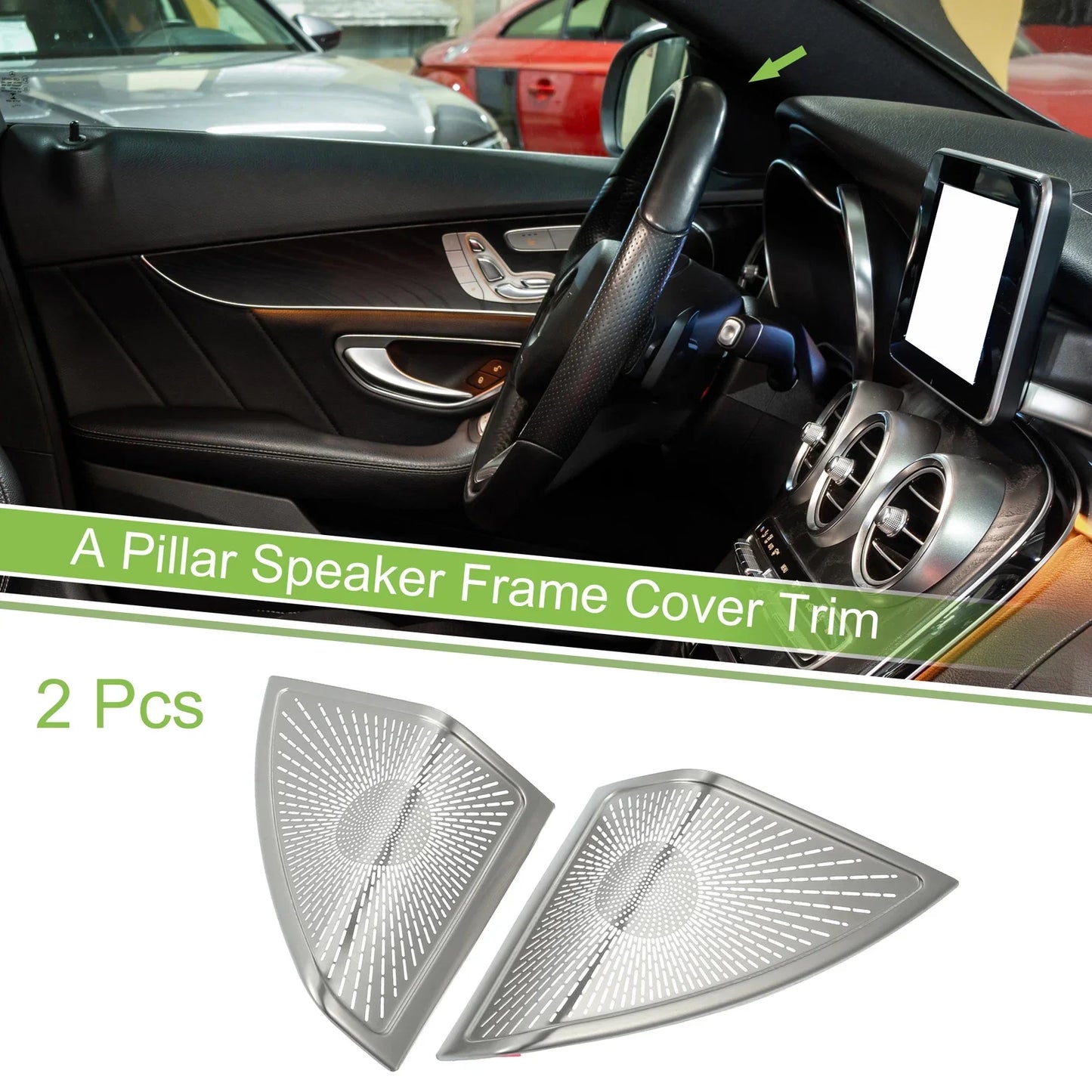 2 x Car A Pillar Speaker Frame Cover Trim for Mercedes Benz C-Class W205 (2015-2021)