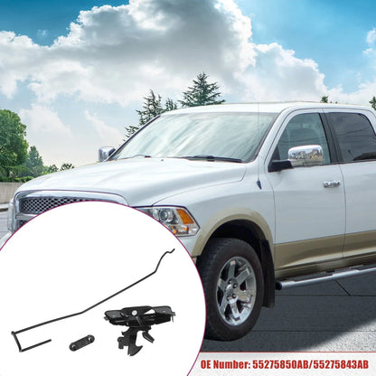 Hood Latch Rod Release Handle & Retainer Clip Set for Dodge Ram