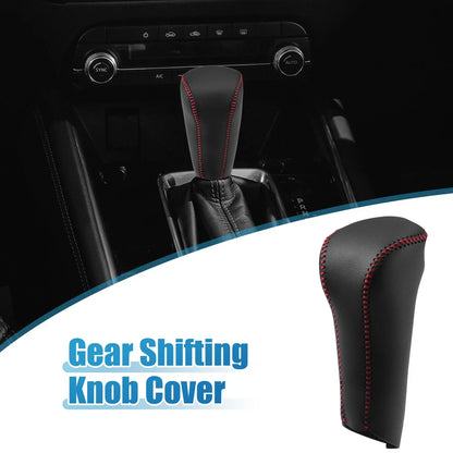 Gear Shift Head Knob Cover for Honda Civic 2006-2011 Black Red Stitching