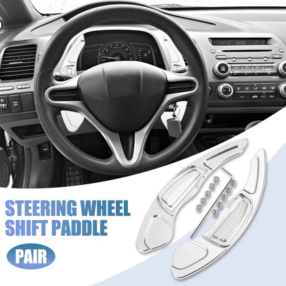 Silver Tone Steering Wheel Paddle Shifter Extend Cover for Honda Civic (2009-2011)