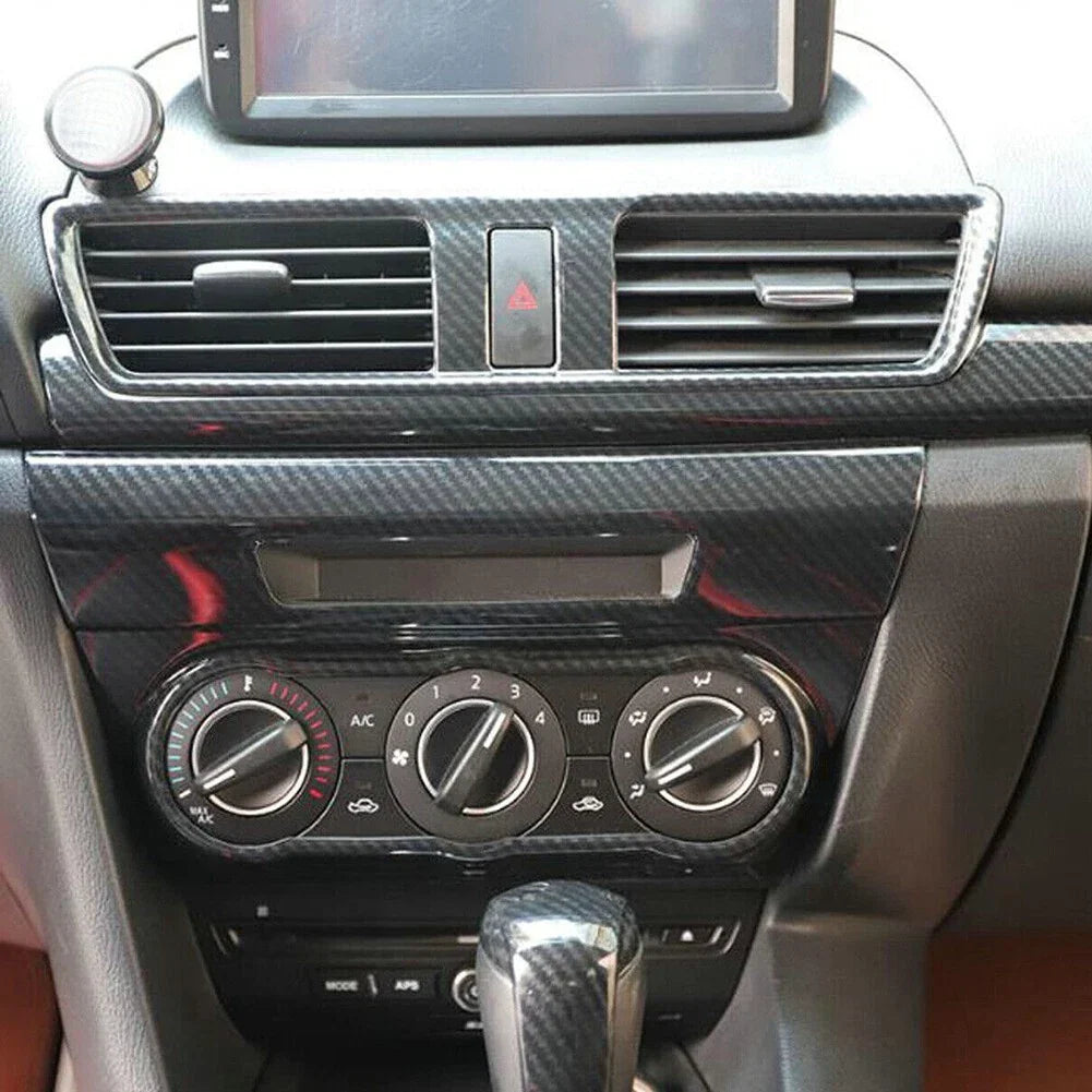 Carbon Fiber Style Middle Air Outlet Trim Cover for Mazda 3 Axela (2014–2019)