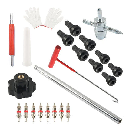 Tire Valve Core Tool Kit - Quick Change with Black Handle for Cars