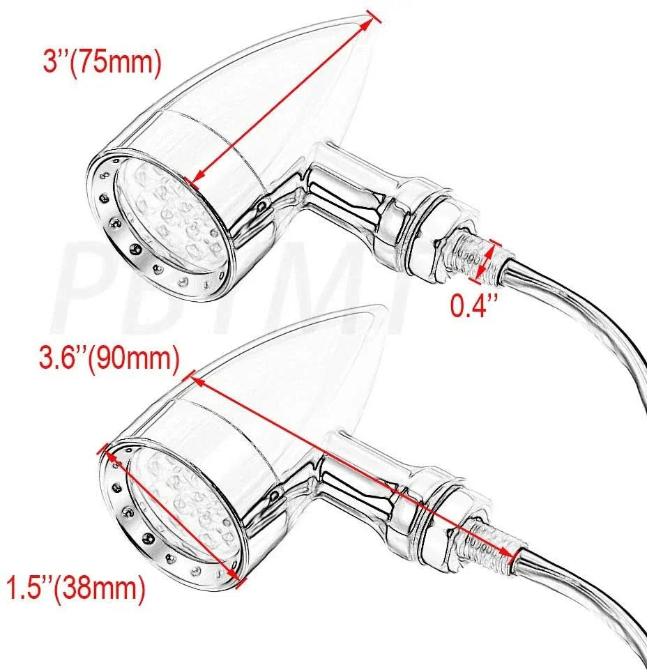 Black LED Motorcycle Bullet Turn Signal Lights for Harley Chopper
