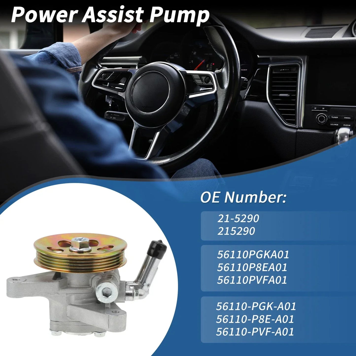 Power Steering Pump w/ Pulley for Honda Pilot (2003-2004) 1 x Unit