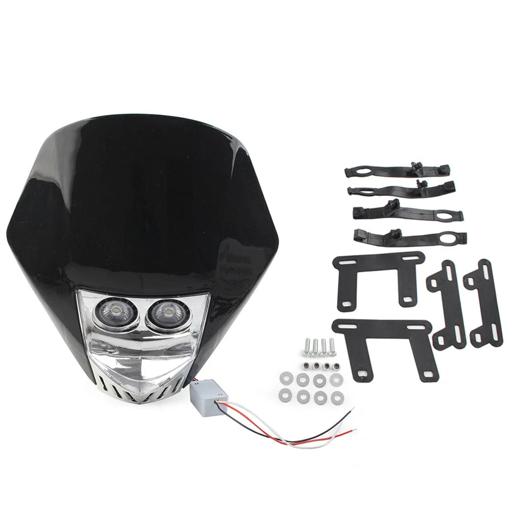 6W LED Headlight Lamp for Universal Dirt Pit Bike Black