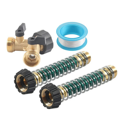 3/4" Hose Splitter Connector for Garden Hose - Coiled Spring Protector