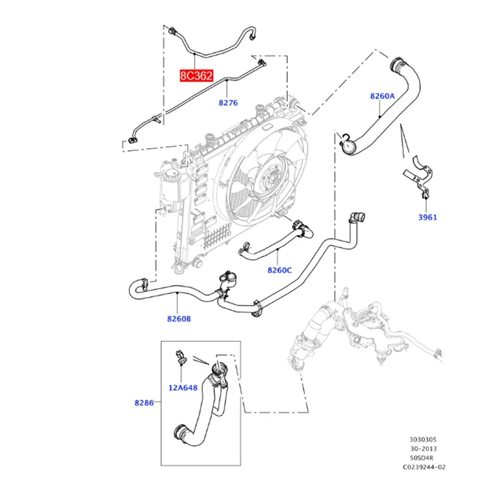 Radiator Coolant Hose LR035629 for Land Rover Range Rover 5.0T V8 (2013-2021)