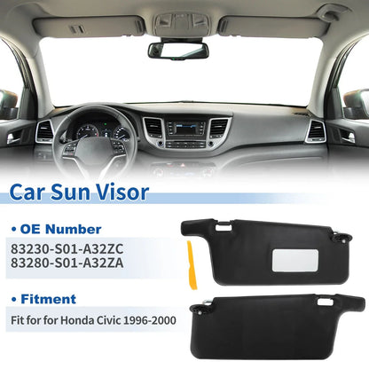 Left & Right Sun Visors for Honda Civic 1996-2000 Black (1996-2000)