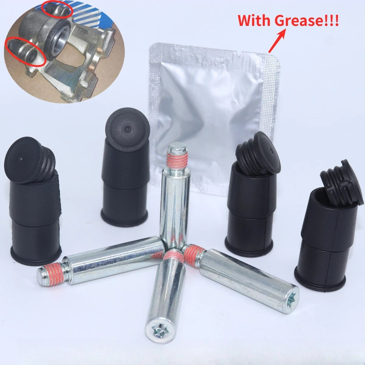 Rear Brake Caliper Slider Pin Kit w Grease for Mercedes E Class W211 (2002-2009)