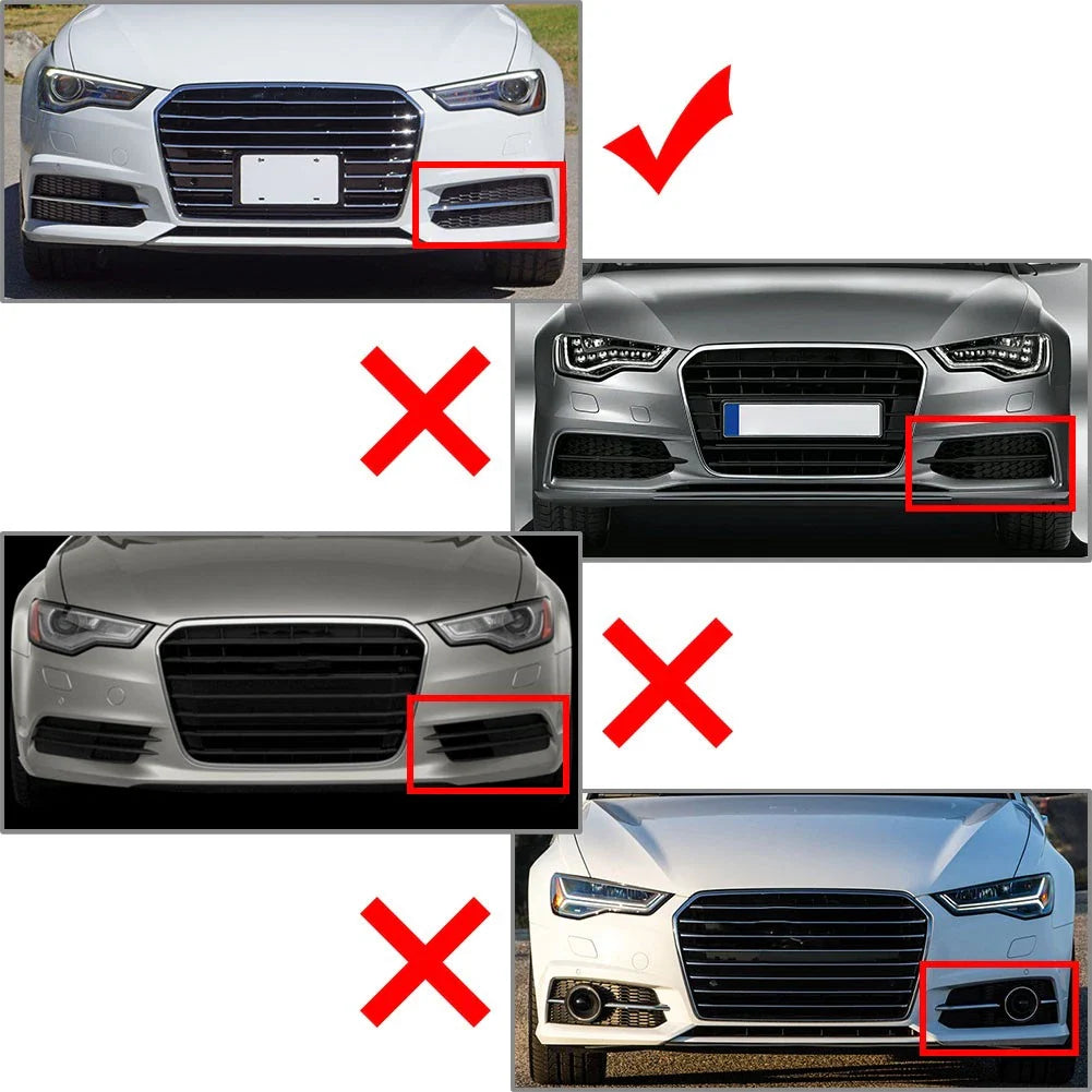 Black Chrome Front Bumper Lower Side Grille for Audi A6 (2014-2018)