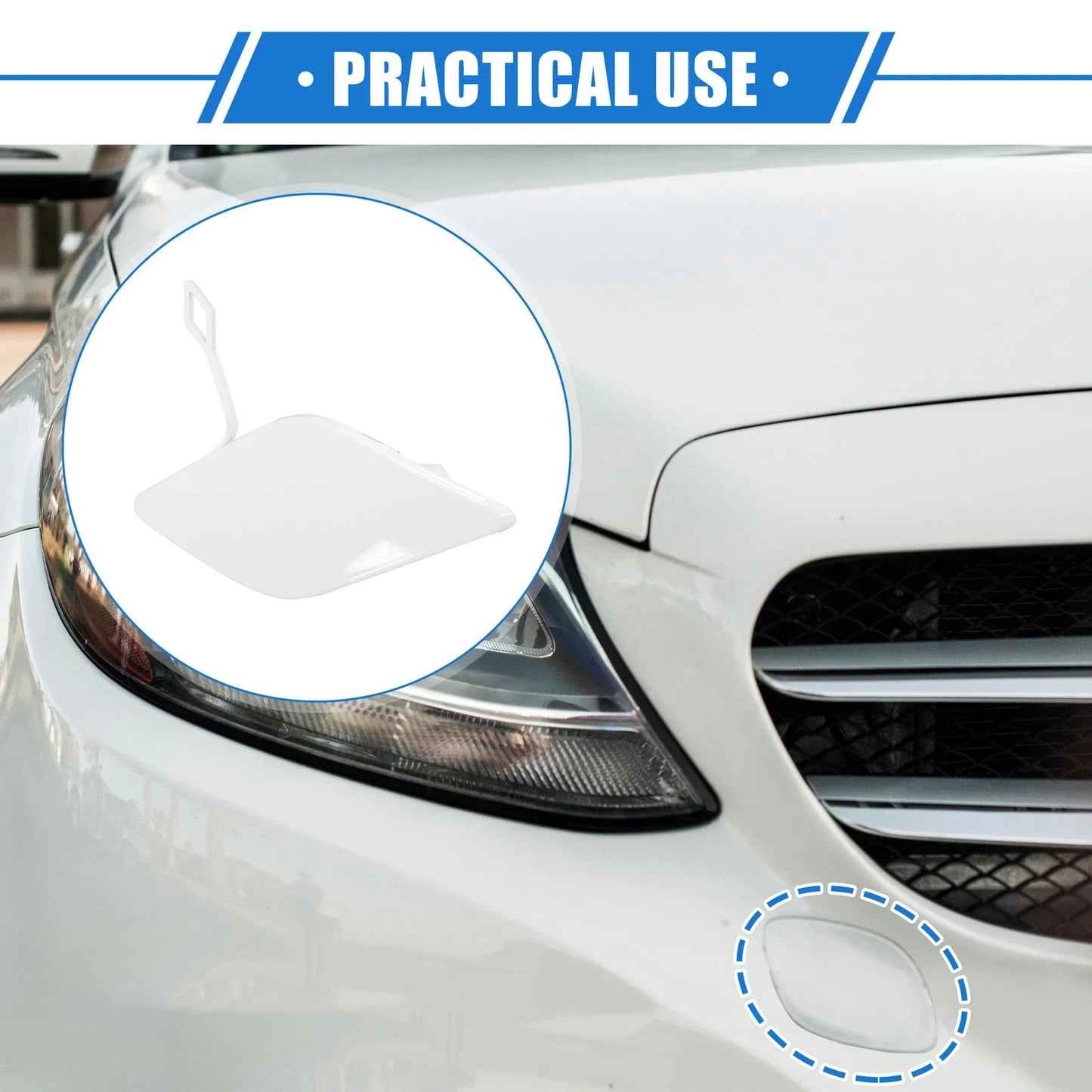 Front Bumper Tow Hook Eye Hole Cap for Mercedes-Benz E350 (2010-2013) White