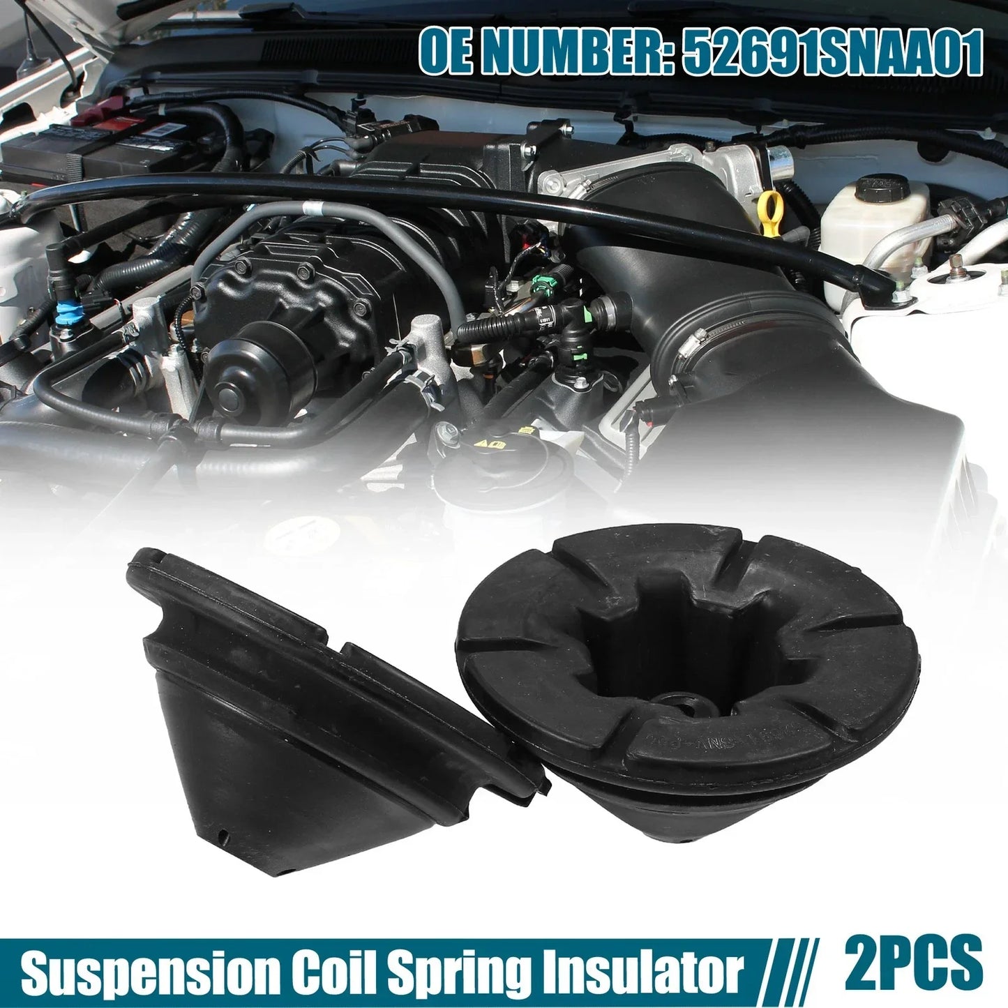 2 x Rear Upper Suspension Coil Spring Insulators for Honda Civic (2016-2021)