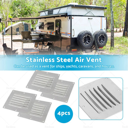 4 x Stainless Steel Rectangular Air Vents for Caravan Boat Home