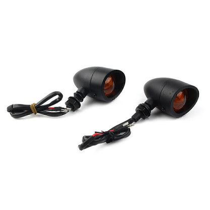 Black Retro Motorcycle Turn Signal Lights for Universal Fit