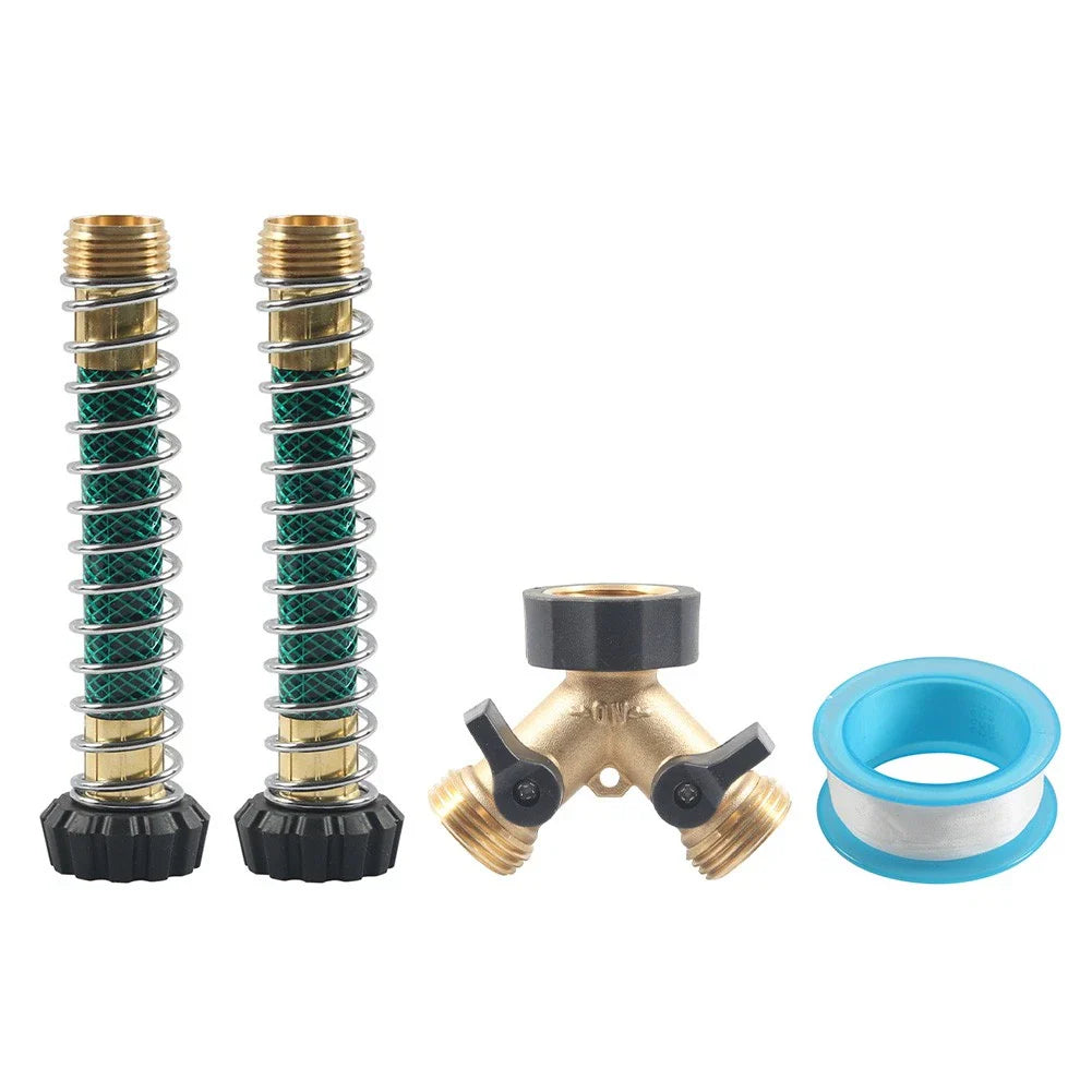 3/4" Hose Splitter Connector for Garden Hose - Coiled Spring Protector