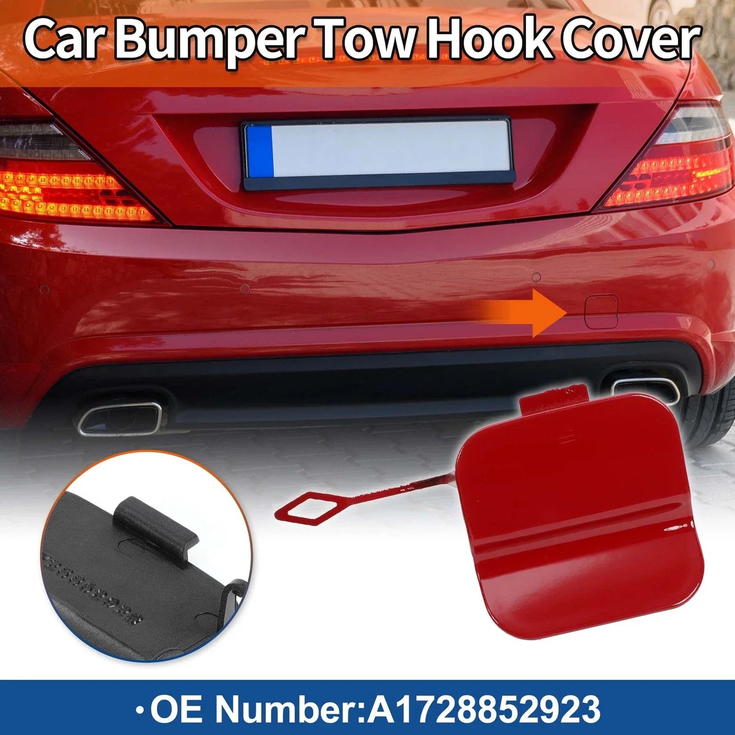 Rear Bumper Tow Hook Cover for Mercedes-Benz SLK W172 (2004-2011) Bright Red