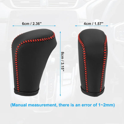 Black Gear Shift Knob Cover for Honda Accord 2018-2022 with Red Stitches