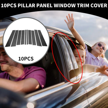 10 Pcs Black Carbon Fiber Car Pillar Window Trim for Mercedes GL-Class