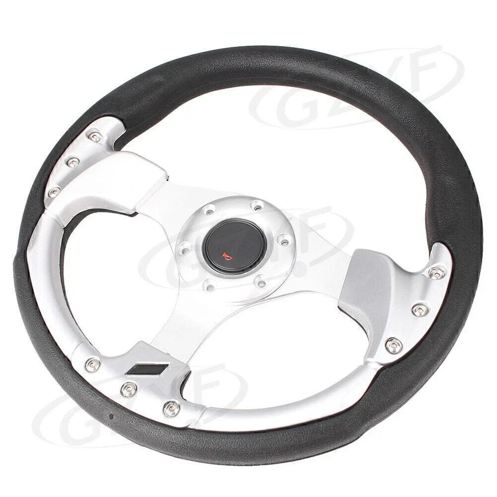 13" Racing Steering Wheel Leather PVC w/ Horn Button for Universal Car