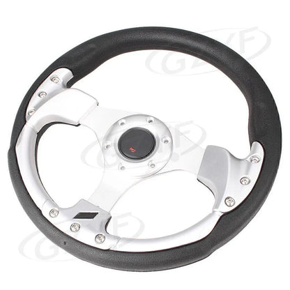 13" Racing Steering Wheel Leather PVC w/ Horn Button for Universal Car