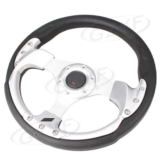 13" Racing Steering Wheel Leather PVC w/ Horn Button for Universal Car