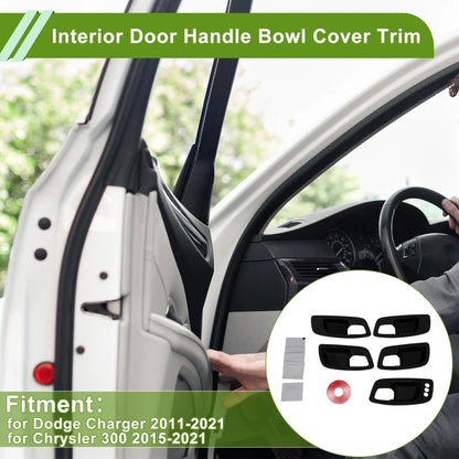 Interior Door Handle Bowl Cover Trim for Dodge Charger (2011-2021) 5 x ABS