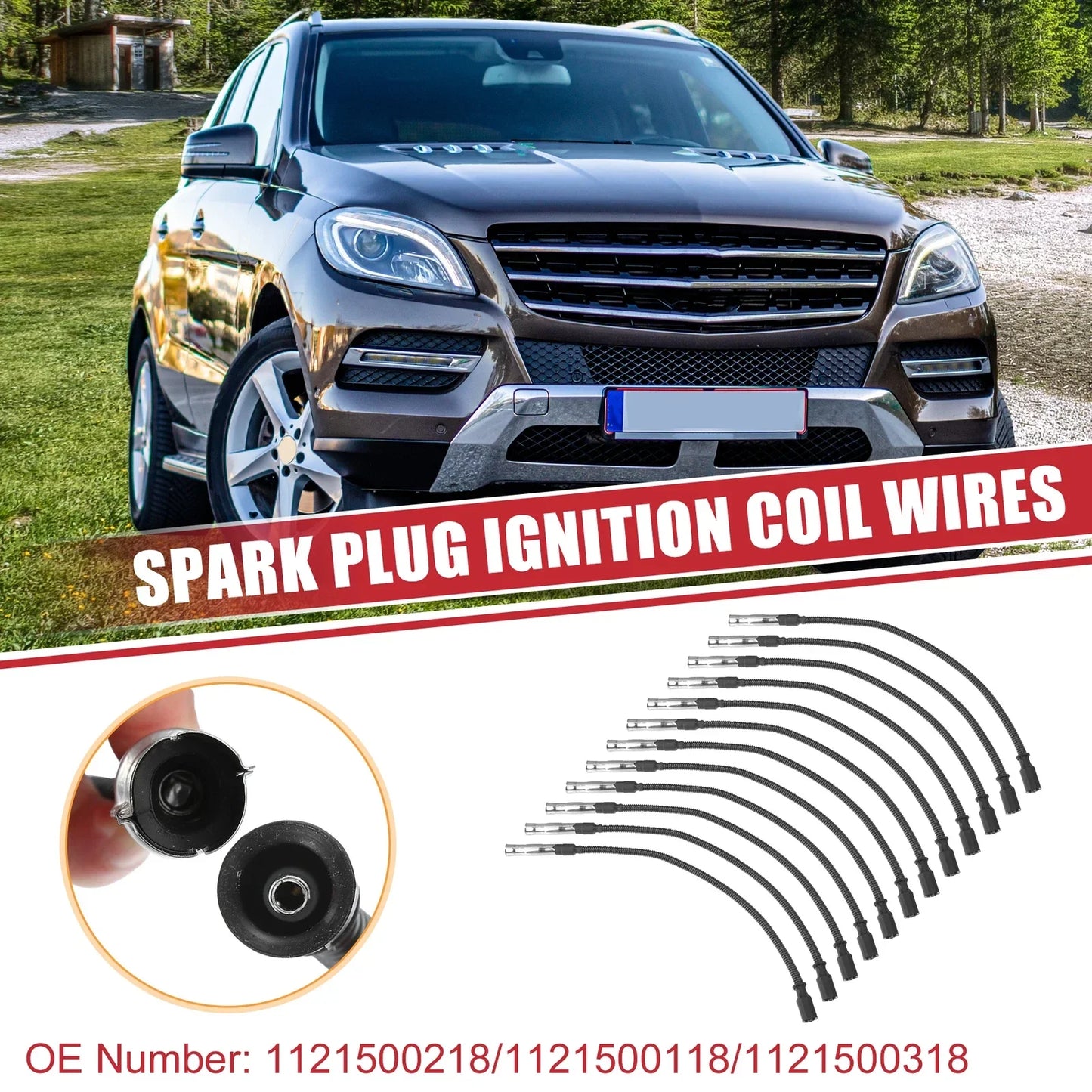 12 x Spark Plug Wire Ignition Coil Cables for Mercedes-Benz W202 (1996-2000)